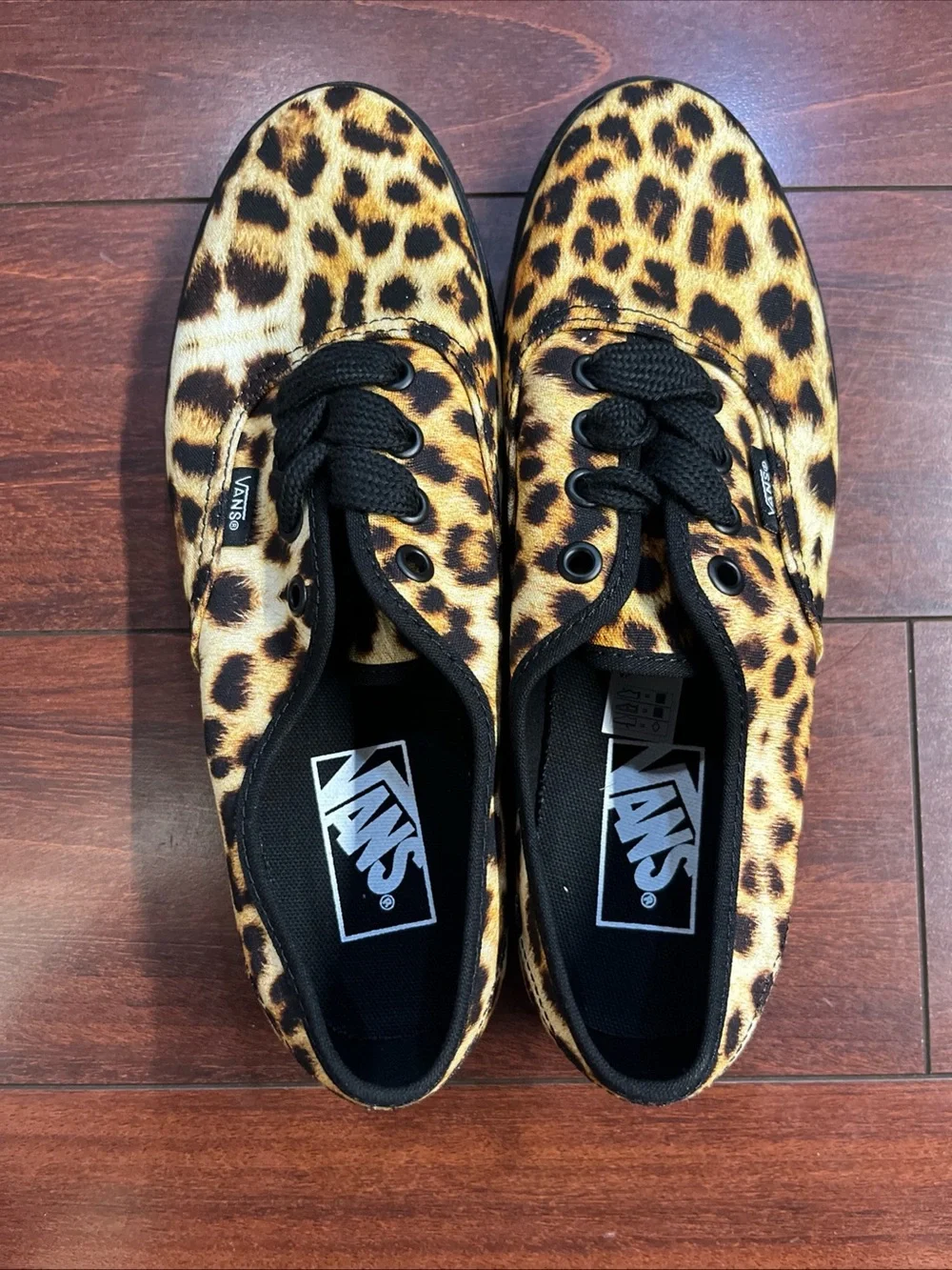 Womens 7.5 Vans Authentic Lowpro Leopard Print Low Top Shoe Sneaker New HALF BOX